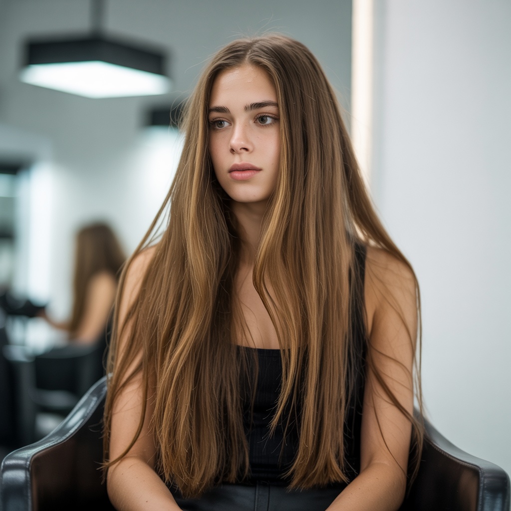 Vorher: Langes Haar